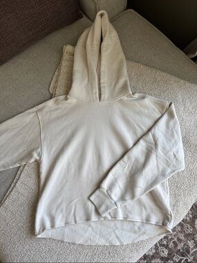 Women’s Cream Pullover Cropped Hoodie Sweatshirt